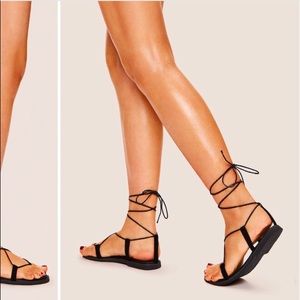 Dolce Vita Brown Leather Lace-Up Flat Sandals